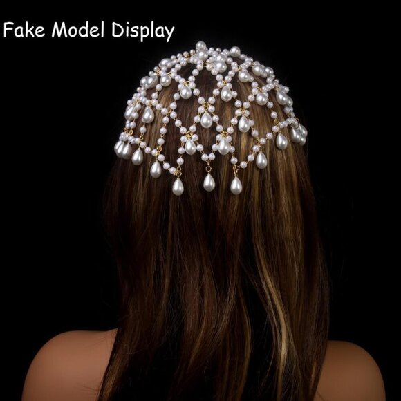 Vintage Pearl Head Chain Flapper 1920s Women Hair Accessory Party Gift main image 3